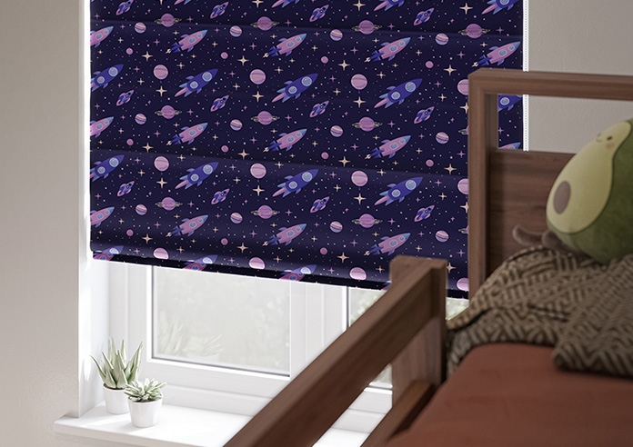 Rocket Adventure, Ultraviolet - Roman Blind - Image 5